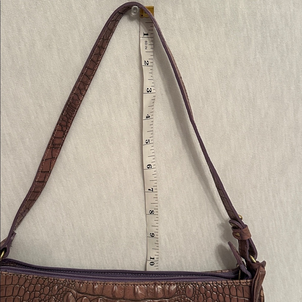 Vintage Brahmin Y2K Croc Embossed Leather Handbag Shoulder Mini Bag w/ Dust Bag - Picture 6 of 16